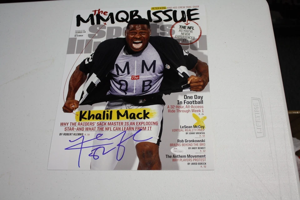 OAKLAND RAIDERS KHALIL MACK #52 SIGNED 11X14 PHOTO SPORTS ILLUSTRATED JSA CERT - Image 1 of 1