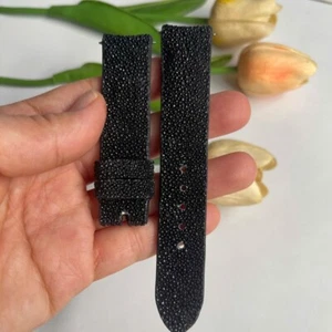 Genuine Leather Skin Watch Strap Band BLACK size 20mm/18mm( Curved head) - Picture 1 of 14