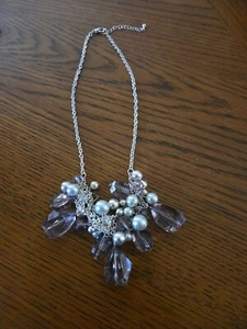 Collana tono grappolo fascio argento/viola 20'' - Foto 1 di 5