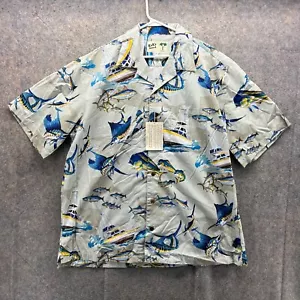 Koko Island Shirt Mens XL Gray Button Down Marlin AOP Short Sleeve Hawaiian New - Picture 1 of 11