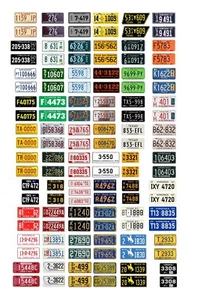 1/64 scale model car assorted vintage USA semi truck license plates state tags - Picture 1 of 1