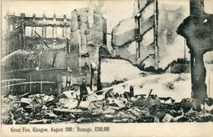 GEDRUCKTE POSTKARTE VOM GROSSEN FEUER, GLASGOW, AUGUST 1909, LANARKSHIRE, SCHOTTLAND - Bild 1 von 2