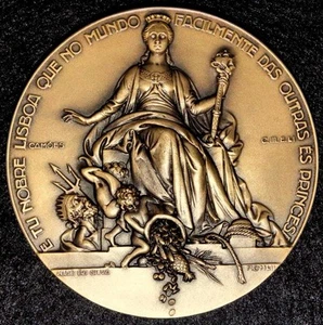 MITOLOGÍA / DIOS ROMANO DEL MAR / TORRE / MEDALLA DE BRONCE 1952 DE JOÃO D. M4 (b) - Imagen 1 de 2