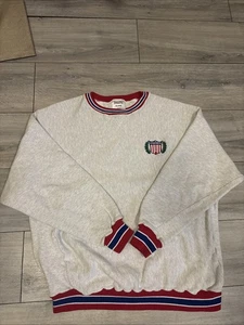 Sudadera DeLong EE. UU. Cuello Redondo XXL Gris Rojo/Blanco/Azul Patriótico Años 80 90 - Imagen 1 de 12