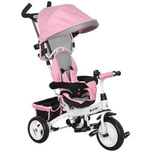 HOMCOM 6 in 1 Kids Trike, Stroller with Parent Handle, Pink - Picture 1 of 12