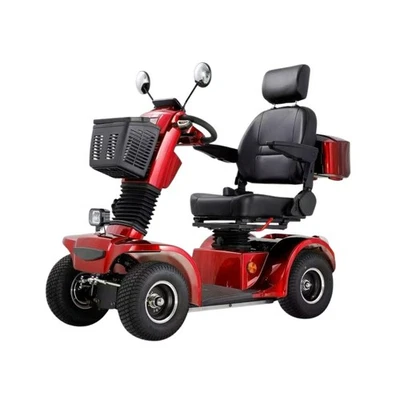 4-Rad E-Seniorenmobil 6 km/h – Elektro Rollstuhl, Mobilität Scooter Rot - Bild 1 von 4