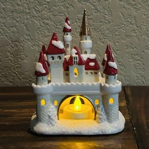 Disney Parks Holiday Princess Castle Votive – Ceramic Light-Up, 6" Tall - Picture 1 of 14
