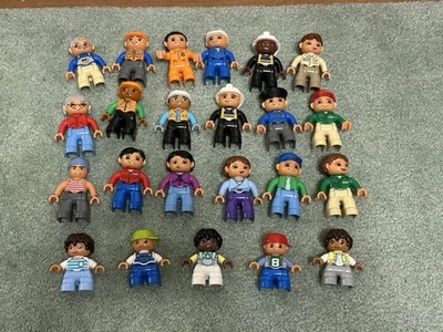 23 Lego Duplo Minifigure Lot Mom Dad Kids Construction Zoo Grandparents Pirate - Image 1 of 4