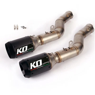 Slip Auspuff Mittellenkerrohr 2'' Kohlefaser Schalldämpfer für Yamaha YZF R1 2009-2014 - Bild 1 von 4