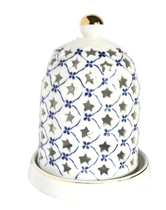 Lichterkette Teelicht Votivkerzenhalter 2 Stück Sternkuppel & Teller weiß & blau - Bild 1 von 10