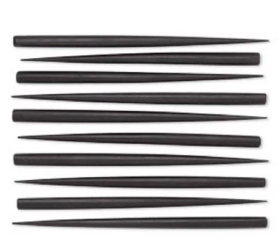 10 BLACK  STICKS 6”  TOP Drilled  Natural Wood Dyed craft DIY many uses hair gam - Image 1 of 2