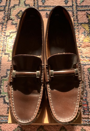 TOD’S Vtg 00s Burgundy Slip On TODS Brogue Silver Buckle Alexa Driving Comfy Shoes 40