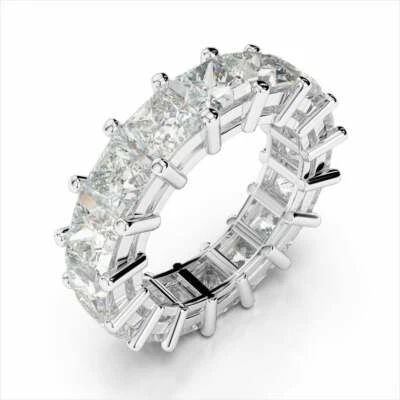 Damen Ring 3 Kt Prinzess Diamant Memory Band Memoirering Ehering Weißgold-Finish - Bild 1 von 4