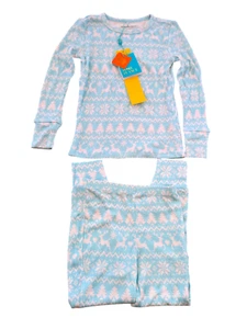 NWT Posh Peanut Blue Winter Knit 2 Piece Pajama Set Long Sleeve Size 7-8Y - Picture 1 of 4