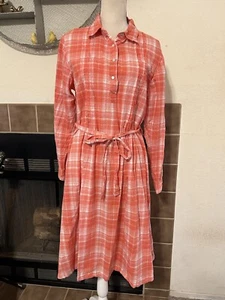 Vermont Country Store koralle kariertes Hemdkleid 100 % Baumwolle Größe Large - Bild 1 von 8