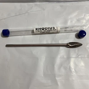 RHODIUS 1/2" x 1-1/4" x 1/4" vástago SH-5L6 forma de llama doble corte carburo BURR - Imagen 1 de 6