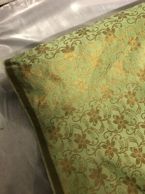 1 mtr lime green floral brocade jacquard fabric..50” wide (127cm) - Image 1 of 4
