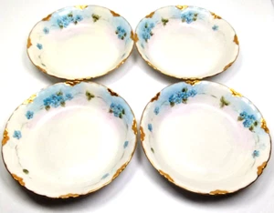 4 Hutschenreuther Selb Bavaria China 6" Bowl Forget Me Not Blue Floral Gold SET - Picture 1 of 12