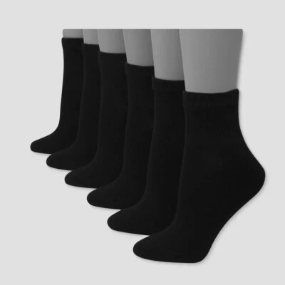Calcetines tobilleros acolchados Hanes Premium para mujer 6pk - 5-9 negros Foto 1 de 3