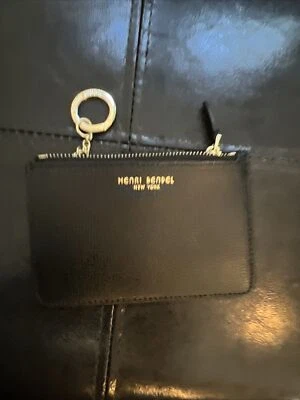Henri Bendel Leather Black  Small Zip Wallet 5.5" x3.5" - Image 1 of 4
