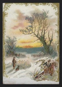 A.B. Chase Piano Winter Landscape Calendar Victorian Trade Card - Imagen 1 de 2
