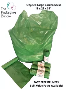 Green Garden Waste Bags Sacks 333L Strong Large Recycled Bin Bag Rubbish Sack - Picture 1 of 12