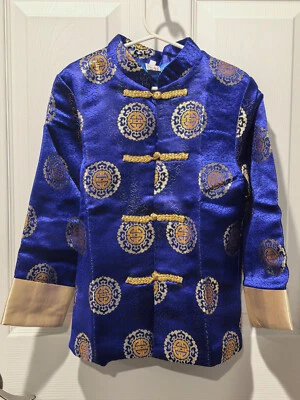NEW Lian Lin Embroidered Boy's Chinese New Year Jacket - Blue & Gold, size 8 - Image 1 of 4