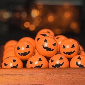 Halloween 5PCS 20mm Wood Orange Pumpkin Beads Round Loose Wooden Beads - Picture 1 of 5