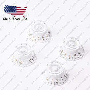 4x Guitar Bell Knobs 18 Fine Spline Top Hat 50s Knobs for SG Les Paul White/Gold - Picture 1 of 8