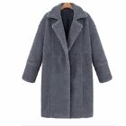 Manteau en laine en faux agneau pour femme vestes revers longueur moyenne parka baggy fourrure chaude