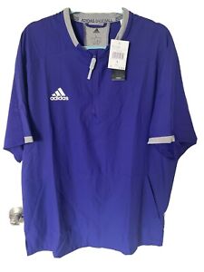 Adidas Baseball 1/4-Zip Purple Athletic Men's Large With Pockets In Front
