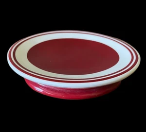 Country Living Classic Vintage Soap Dish Ceramic Red with White Rings - Picture 1 of 5