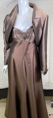 Vestido de Noche Formal 2 Piezas, Vestido/Chaqueta Mezcla Seda/Lana, Madre de Novia Talla 12 Foto 1 de 4