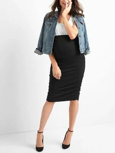 Brand New! Womens Gap Maternity Black Ruched Pencil Skirt Size Medium M - Picture 1 of 2