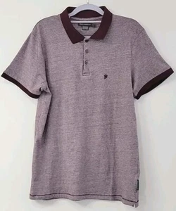 French Connection Mens Large Polo Shirt Contrast Collar Feeder Maroon Cotton - Picture 1 of 13
