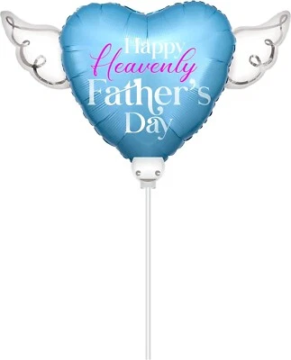 HAPPY HEAVENLY BIRTHDAY Happy Heavenly Father's Day Balloons on a stick Heart Shaped with angel wings