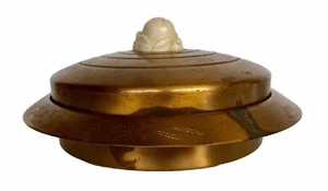 Vintage Mid-Century Schale in Untertasseform mit Deckel, Chase Messing & Kupfer Mfg - Bild 1 von 15