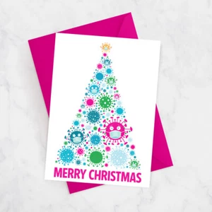 Pandemic Christmas Tree Christmas Card, lockdown pandemic quarantine christmas - Foto 1 di 6