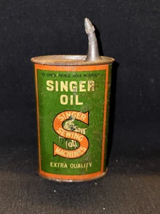 VINTAGE ADVERTISING TIN SIGN OIL BOTTTLE SINGER SEWING MACHINE 1950 COLLECTIBLE - Picture 1 of 7