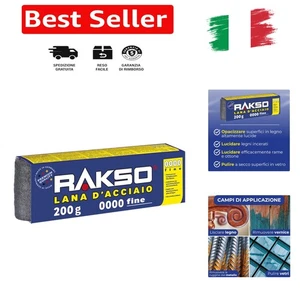 RAKSO Lana di Acciaio Extrafine 0000, 200g, 1 Fascia, lucidare legni incerati... - Foto 1 di 9
