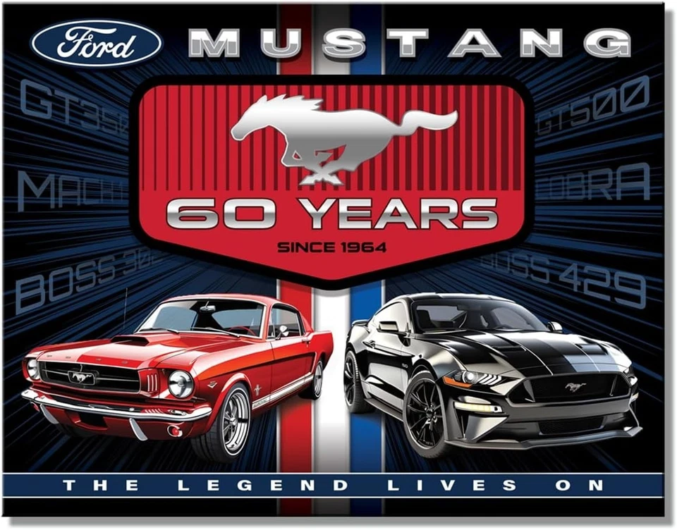 Ford Mustang 60 Years Since 1964 Tin Metal Sign Man Cave Garage Decor #2862
