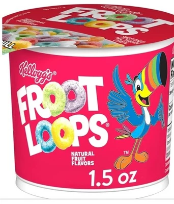 Lot of 12 Kellogg’s Fruit Loops Breakfast Cereal Bowl Size 1.5 Oz You get 12!  - Image 1 of 2