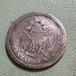 MEXICO 1879 Mo M 25 CENTAVOS SILVER Second Republic Mexico City Mint - Picture 1 of 8