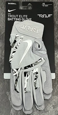 Guantes de bateo de béisbol Nike Trout Elite gris lobo/cromo para hombre talla XS nuevos Foto 1 de 4