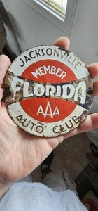 Antico distintivo servizio porcellana Jacksonville Florida AAA insegna topper auto club  - Foto 1 di 2