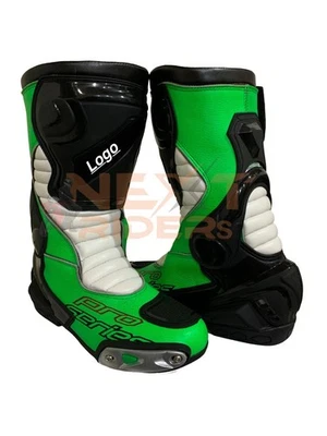 Green & Black Motorcycle Racing Boots Pro Series: Pro Sport Track Gear - Image 1 of 4