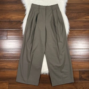 COS Women's Size 2P Petite 2 Mole Brown Relaxed Twill Wide Leg Trousers Pants - Picture 1 of 9