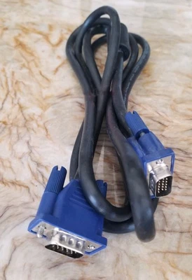 6 foot Black/Blue SVGA 15 Pin Male to Male Capicitor Cable Monitor TV PC - Dell - Image 1 of 3
