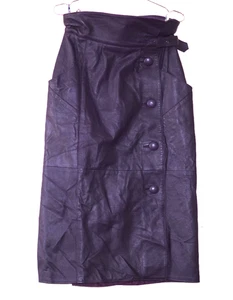 Inkognito Leder Midi Bleistift Vintage Lila Knopfleiste Rock Gr. 40 - Bild 1 von 7