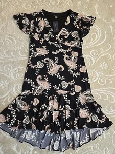NWT Tommy Hilfiger Liquid Knit High Low Paisley Print Dress Size 10 Flutter... - Picture 1 of 10